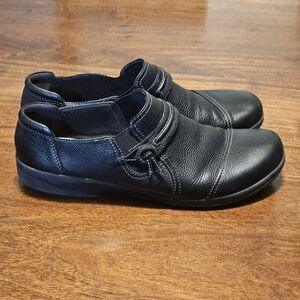 Clarks Cheyn Madi Women's Black Leather Slip-on Loafers Shoes Size 10